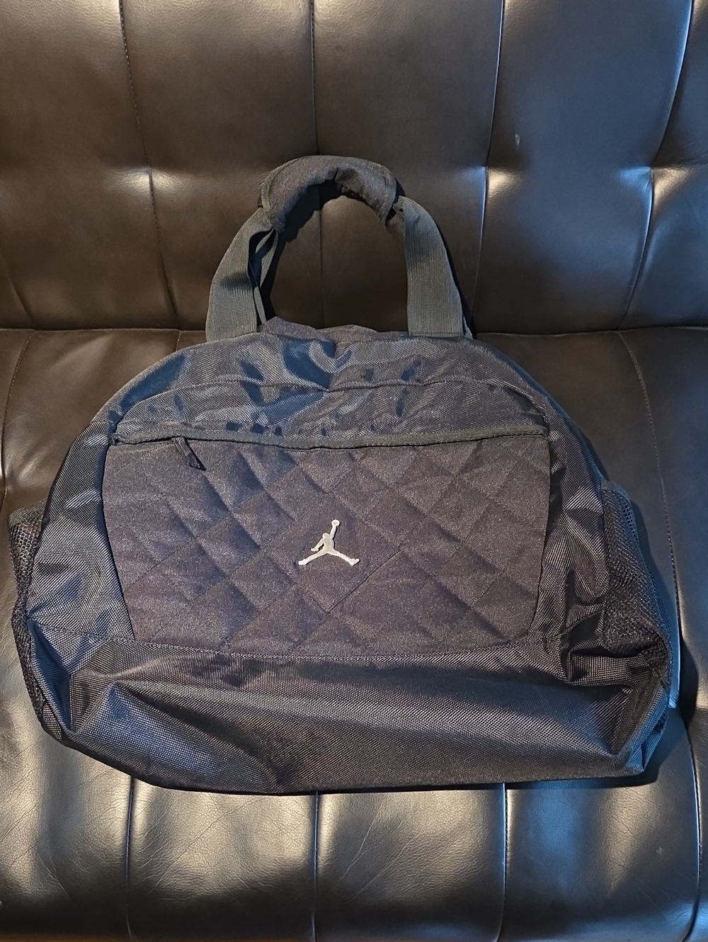 Jordan Black Quilted Front Duffel Bag